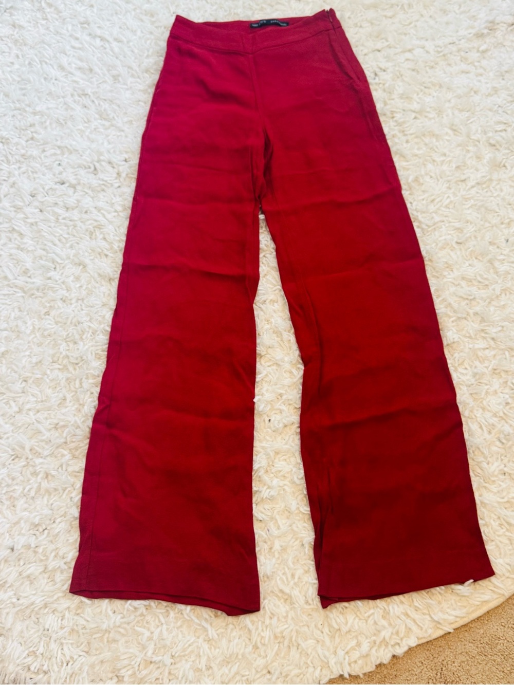 Zara Basic Deep Red Trousers - Picture 2 of 5